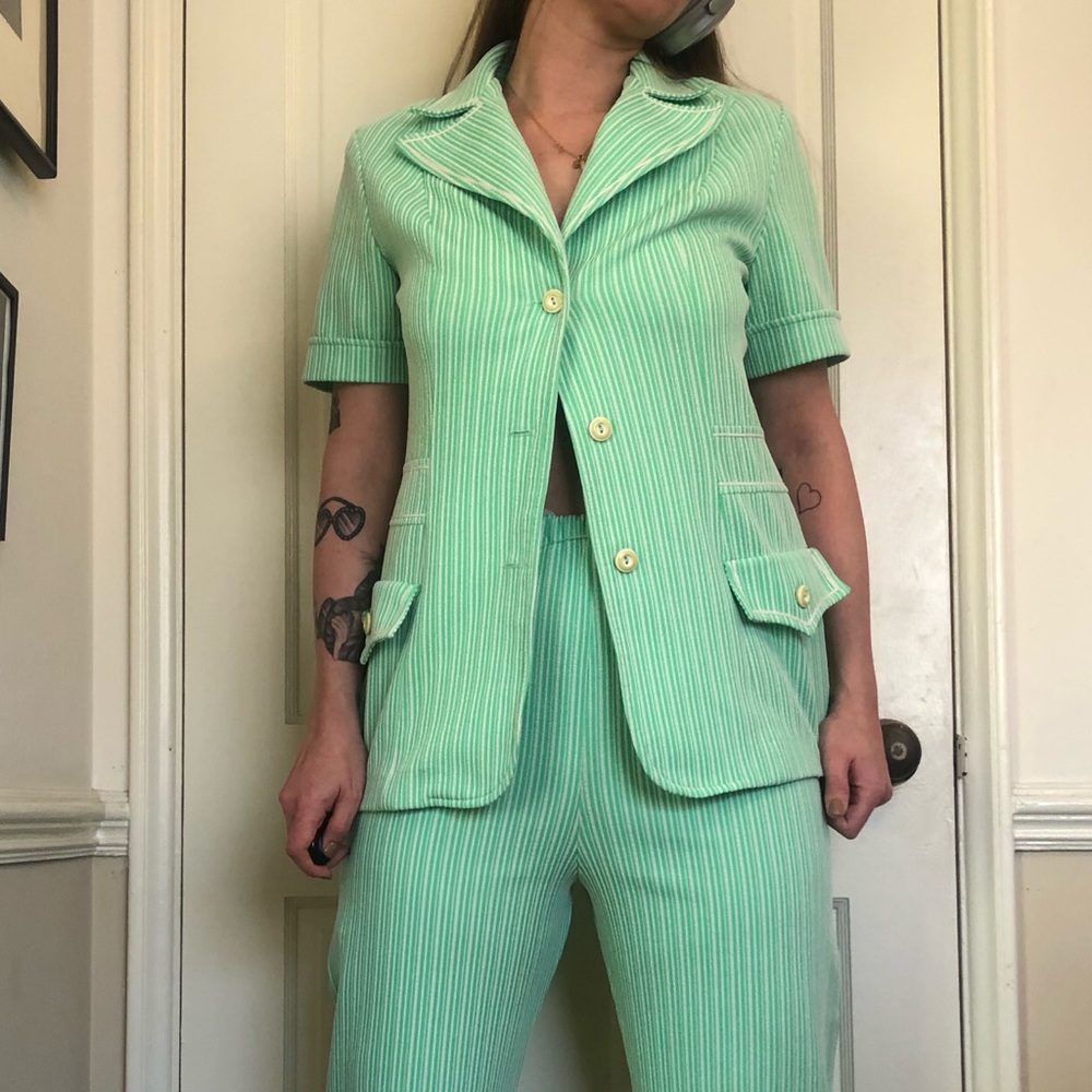 SOLD | -70s Vintage Polyester Pant Set - Picture 3 of 13
